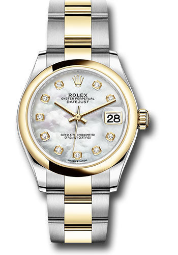 *Pre-Owned* Rolex Steel and Yellow Gold Datejust 31 Watch - Domed Bezel - Mother-of-Pearl Diamond Dial - Oyster Bracelet