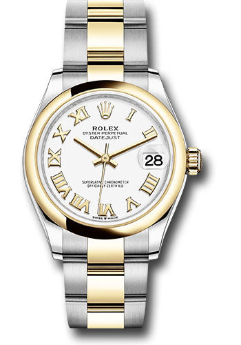 *Pre-Owned* Rolex Steel and Yellow Gold Datejust 31 Watch - Domed Bezel - White Roman Dial - Oyster Bracelet