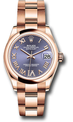 *Pre-Owned* Rolex Everose Gold Datejust 31 Watch - Domed Bezel - Aubergine Diamond Six Dial - Oyster Bracelet