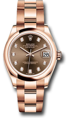 *Pre-Owned* Rolex Everose Gold Datejust 31 Watch - Domed Bezel - Chocolate Diamond Dial - Oyster Bracelet