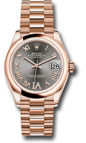 *Pre-Owned* Rolex Everose Gold Datejust 31 Watch - Domed Bezel - Rhodium Diamond Six Dial - President Bracelet