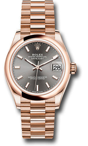 *Pre-Owned* Rolex Everose Gold Datejust 31 Watch - Domed Bezel - Rhodium Index Dial - President Bracelet