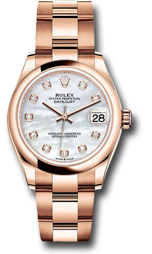 *Pre-Owned* Rolex Everose Gold Datejust 31 Watch - Domed Bezel - Silver Diamond Dial - Oyster Bracelet