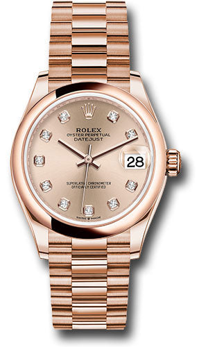 *Pre-Owned* Rolex Everose Gold Datejust 31 Watch - Domed Bezel - RosÃ© Diamond Dial - President Bracelet
