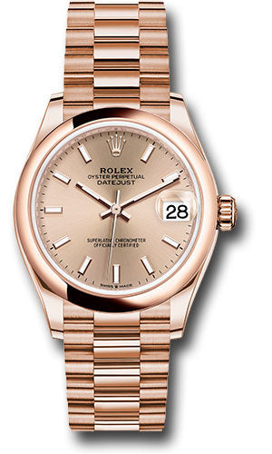 *Pre-Owned* Rolex Everose Gold Datejust 31 Watch - Domed Bezel - RosÃ© Index Dial - President Bracelet