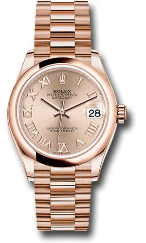 *Pre-Owned* Rolex Everose Gold Datejust 31 Watch - Domed Bezel - RosÃ© Roman Dial - President Bracelet