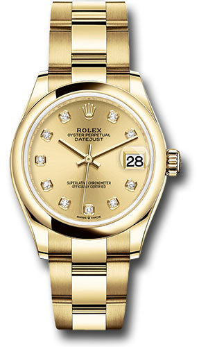 *Pre-Owned* Rolex Yellow Gold Datejust 31 Watch - Domed Bezel - Champagne Diamond Dial - Oyster Bracelet