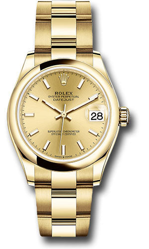 *Pre-Owned* Rolex Yellow Gold Datejust 31 Watch - Domed Bezel - Champagne Index Dial - Oyster Bracelet