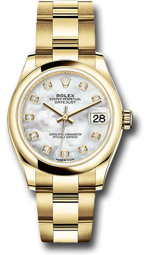 *Pre-Owned* Rolex Yellow Gold Datejust 31 Watch - Domed Bezel - Mother-of-Pearl Diamond Dial - Oyster Bracelet