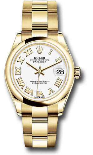 *Pre-Owned* Rolex Yellow Gold Datejust 31 Watch - Domed Bezel - White Roman Dial - Oyster Bracelet