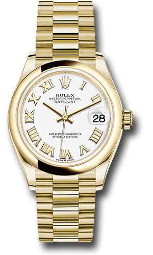 *Pre-Owned* Rolex Yellow Gold Datejust 31 Watch - Domed Bezel - White Roman Dial - President Bracelet