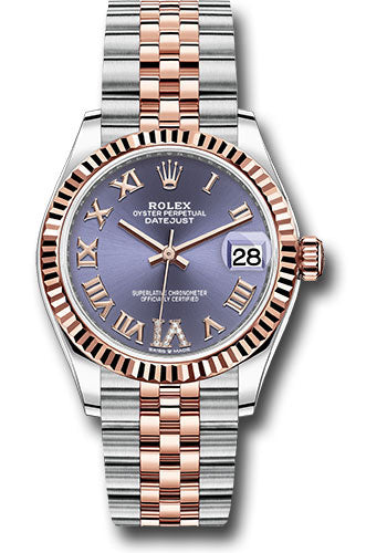 *Pre-Owned* Rolex Steel and Everose Gold Datejust 31 Watch - Fluted Bezel - Chocolate Diamond Roman VI Dial - Jubilee Bracelet
