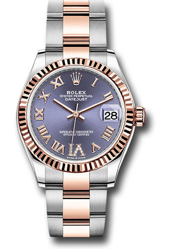 *Pre-Owned* Rolex Steel and Everose Gold Datejust 31 Watch - Fluted Bezel - Chocolate Diamond Roman VI Dial - Oyster Bracelet