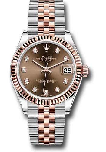 *Pre-Owned* Rolex Steel and Everose Gold Datejust 31 Watch - Fluted Bezel - White Roman Dial - Jubilee Bracelet