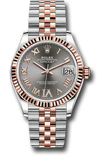 *Pre-Owned* Rolex Steel and Everose Gold Datejust 31 Watch - Fluted Bezel - Mother-Of-Pearl Diamond Dial - Jubilee Bracelet