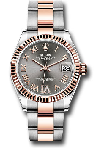 *Pre-Owned* Rolex Steel and Everose Gold Datejust 31 Watch - Fluted Bezel - Mother-Of-Pearl Diamond Dial - Oyster Bracelet