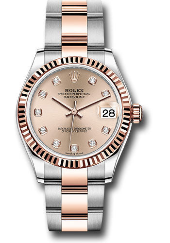 *Pre-Owned* Rolex Steel and Everose Gold Datejust 31 Watch - Fluted Bezel - Chocolate Diamond Dial - Oyster Bracelet