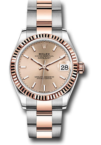 *Pre-Owned* Rolex Steel and Everose Gold Datejust 31 Watch - Fluted Bezel - RosÃ© Index Dial - Oyster Bracelet