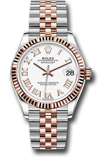 *Pre-Owned* Rolex Steel and Everose Gold Datejust 31 Watch - Fluted Bezel - RosÃ© Index Dial - Jubilee Bracelet