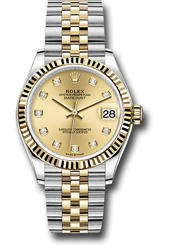 *Pre-Owned* Rolex Steel and Yellow Gold Datejust 31 Watch - Fluted Bezel - Champagne Diamond Dial - Jubilee Bracelet