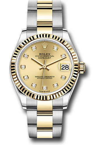 *Pre-Owned* Rolex Steel and Yellow Gold Datejust 31 Watch - Fluted Bezel - Champagne Diamond Dial - Oyster Bracelet