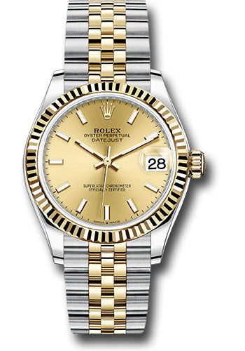 *Pre-Owned* Rolex Steel and Yellow Gold Datejust 31 Watch - Fluted Bezel - Champagne Index Dial - Jubilee Bracelet