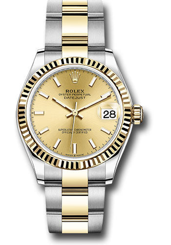 *Pre-Owned* Rolex Steel and Yellow Gold Datejust 31 Watch - Fluted Bezel - Champagne Index Dial - Oyster Bracelet