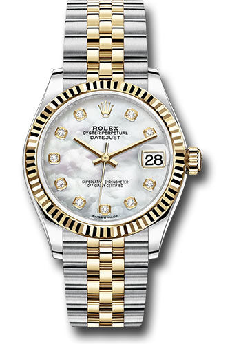 *Pre-Owned* Rolex Steel and Yellow Gold Datejust 31 Watch - Fluted Bezel - Mother-of-Pearl Diamond Dial - Jubilee Bracelet