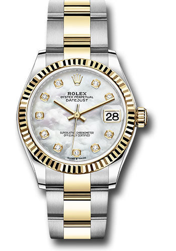 *Pre-Owned* Rolex Steel and Yellow Gold Datejust 31 Watch - Fluted Bezel - Mother-of-Pearl Diamond Dial - Oyster Bracelet