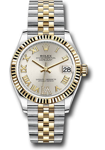 *Pre-Owned* Rolex Steel and Yellow Gold Datejust 31 Watch - Fluted Bezel - Silver Diamond Roman Six Dial - Jubilee Bracelet
