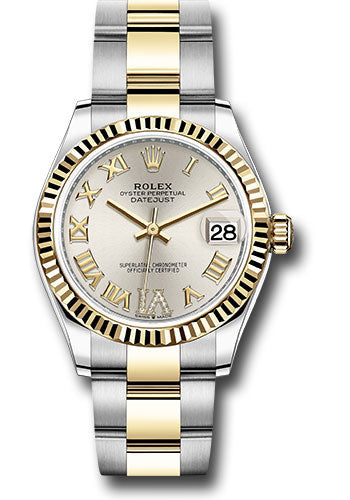 *Pre-Owned* Rolex Steel and Yellow Gold Datejust 31 Watch - Fluted Bezel - Silver Diamond Roman Six Dial - Oyster Bracelet