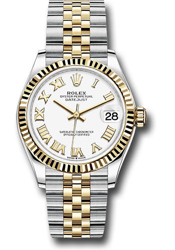 *Pre-Owned* Rolex Steel and Yellow Gold Datejust 31 Watch - Fluted Bezel - White Roman Dial - Jubilee Bracelet