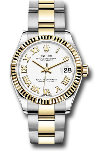 *Pre-Owned* Rolex Steel and Yellow Gold Datejust 31 Watch - Fluted Bezel - White Roman Dial - Oyster Bracelet