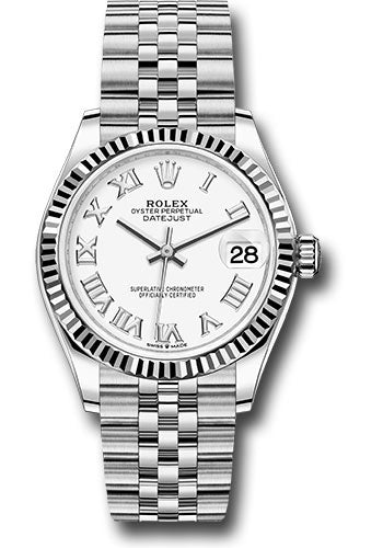 *Pre-Owned* Rolex Steel and White Gold Datejust 31 Watch - Fluted Bezel - White Roman Dial - Jubilee Bracelet