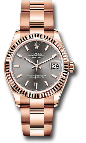 *Pre-Owned* Rolex Everose Gold Datejust 31 Watch - Fluted Bezel - Rhodium Index Dial - Oyster Bracelet