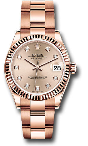 *Pre-Owned* Rolex Everose Gold Datejust 31 Watch - Fluted Bezel - RosÃ© Diamond Dial - Oyster Bracelet