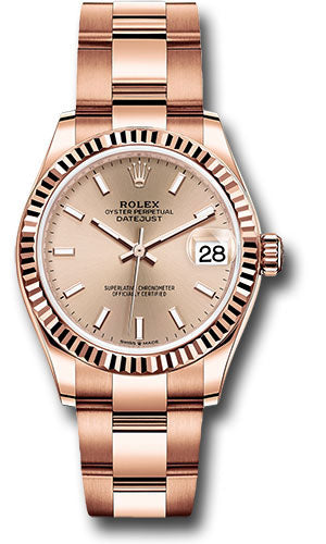 *Pre-Owned* Rolex Everose Gold Datejust 31 Watch - Fluted Bezel - RosÃ© Index Dial - Oyster Bracelet