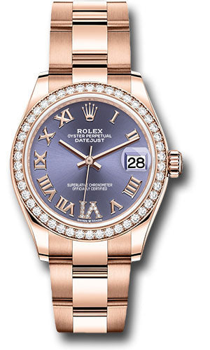 *Pre-Owned* Rolex Everose Gold Datejust 31 Watch - Diamond Bezel - Aubergine Diamond Six Dial - Oyster Bracelet