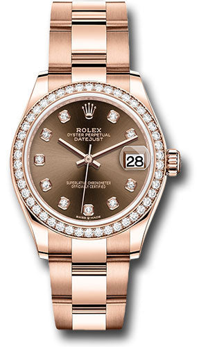 *Pre-Owned* Rolex Everose Gold Datejust 31 Watch - Diamond Bezel - Chocolate Diamond Dial - Oyster Bracelet