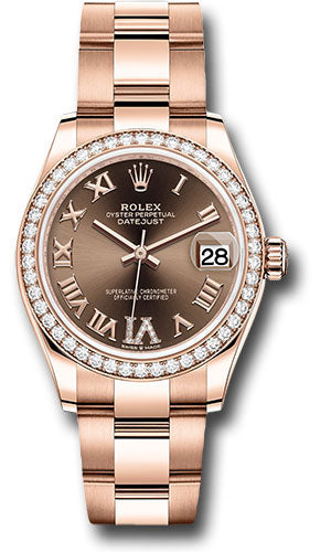 *Pre-Owned* Rolex Everose Gold Datejust 31 Watch - Diamond Bezel - Chocolate Diamond Six Dial - Oyster Bracelet