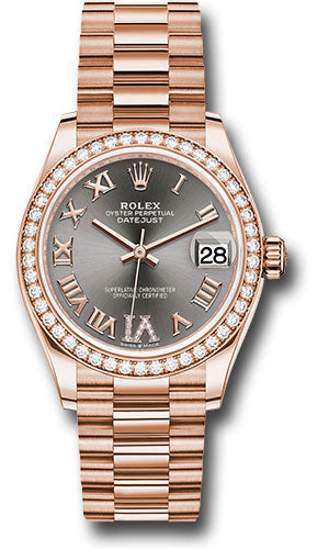 *Pre-Owned* Rolex Everose Gold Datejust 31 Watch - Diamond Bezel - Rhodium Diamond Six Dial - President Bracelet