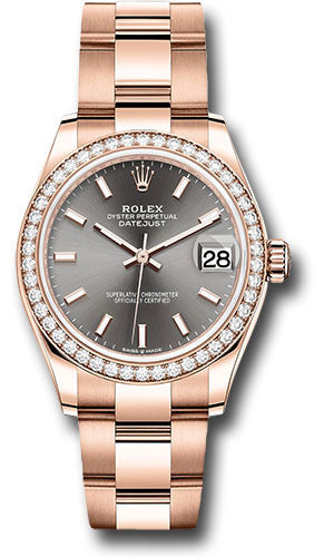 *Pre-Owned* Rolex Everose Gold Datejust 31 Watch - Diamond Bezel - Rhodium Index Dial - Oyster Bracelet