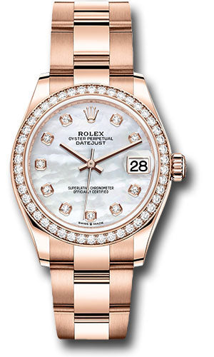 *Pre-Owned* Rolex Everose Gold Datejust 31 Watch - Diamond Bezel - Silver Diamond Dial - Oyster Bracelet