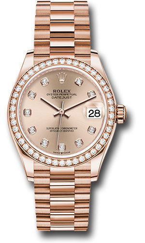 *Pre-Owned* Rolex Everose Gold Datejust 31 Watch - Diamond Bezel - RosÃ© Diamond Dial - President Bracelet