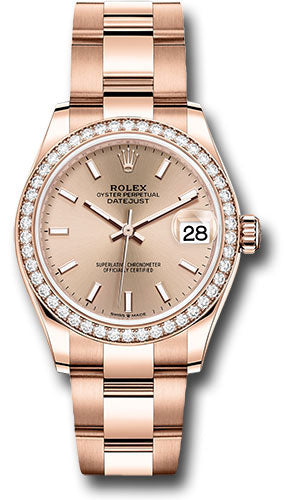 *Pre-Owned* Rolex Everose Gold Datejust 31 Watch - Diamond Bezel - RosÃ© Index Dial - Oyster Bracelet