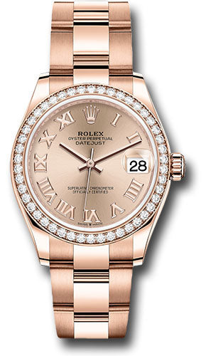 *Pre-Owned* Rolex Everose Gold Datejust 31 Watch - Diamond Bezel - RosÃ© Roman Dial - Oyster Bracelet