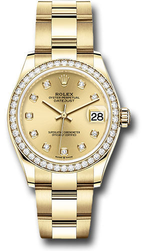 *Pre-Owned* Rolex Yellow Gold Datejust 31 Watch - Diamond Bezel - Champagne Diamond Dial - Oyster Bracelet