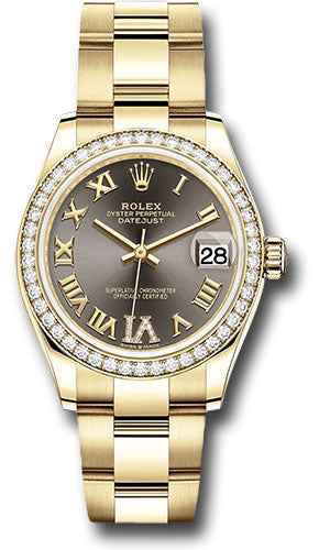 *Pre-Owned* Rolex Yellow Gold Datejust 31 Watch - Diamond Bezel - Dark Grey Diamond Six Dial - Oyster Bracelet