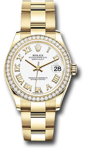 *Pre-Owned* Rolex Yellow Gold Datejust 31 Watch - Diamond Bezel - White Roman Dial - Oyster Bracelet