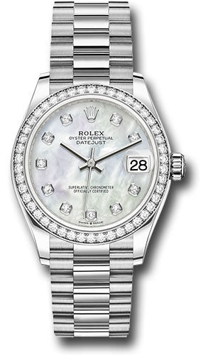 *Pre-Owned* Rolex White Gold Datejust 31 Watch - Diamond Bezel - Mother-Of-Pearl Diamond Dial - President Bracelet